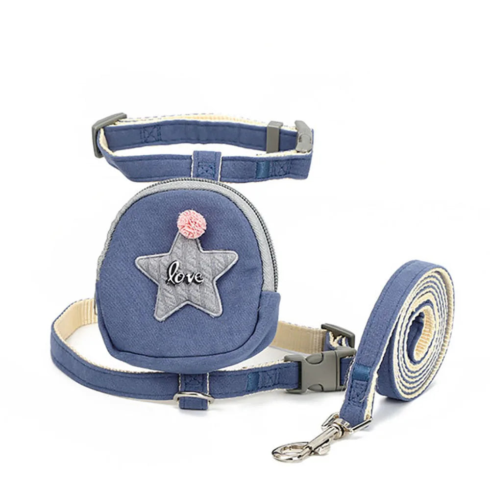 Pet Backpack Chest Strap Anti Breakaway Outdoor Cat Walking Leash Dog Leash Adjustable Cat and Dog Leash