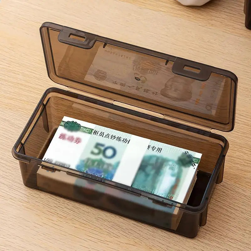 Black Desk Organizer Transparent Plastic Storage Box With Lid For Pens Pencils Markers School Supplies & Office Organization