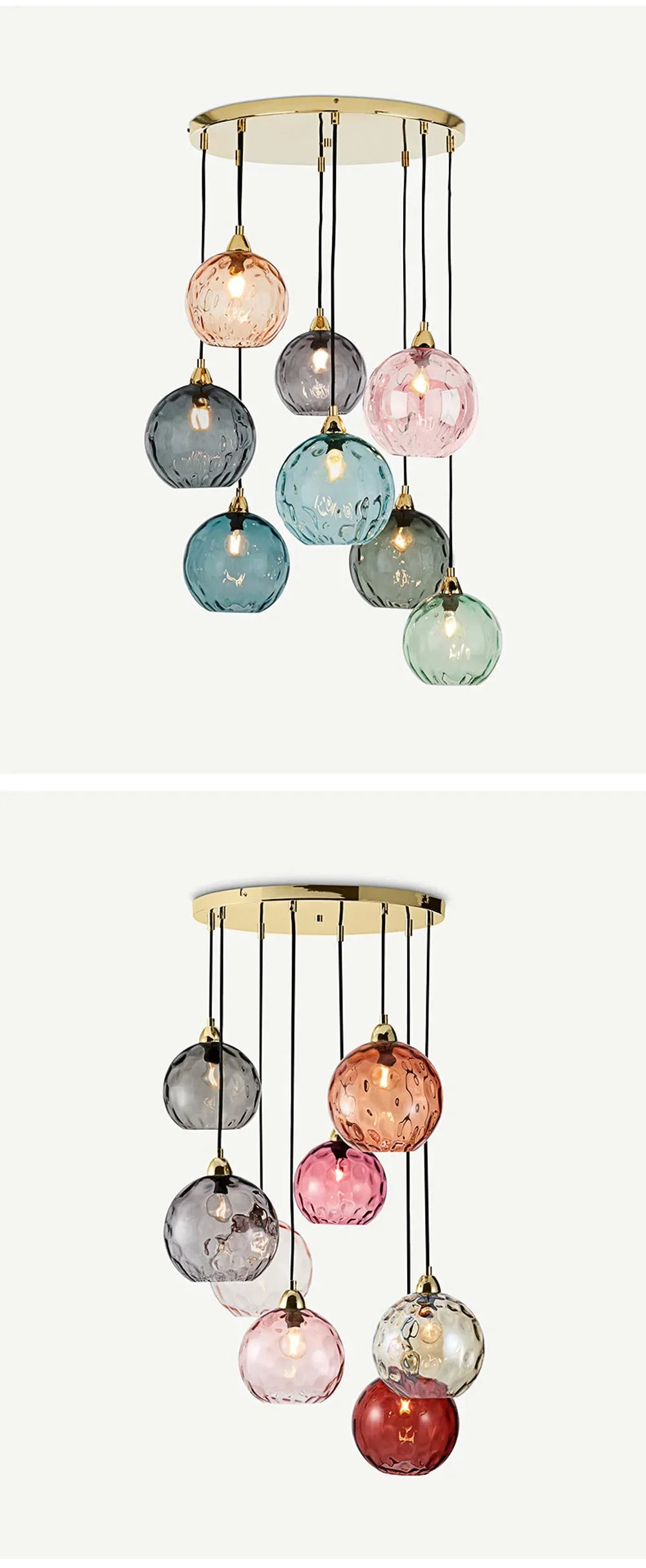 Modern Colored Glass Ball Lustre Pendant Lights Nordic Water Grain Restaurant Kitchen Hanging Light Fixture Bedroom Bedside Lamp