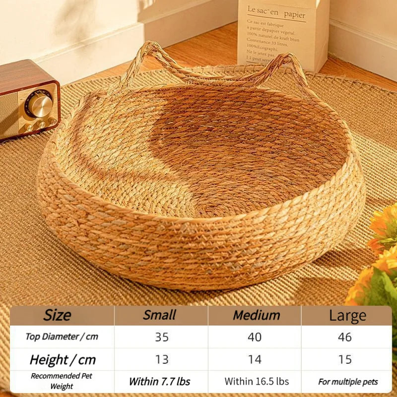 Wicker Cat Bed With Scratcher Mat
