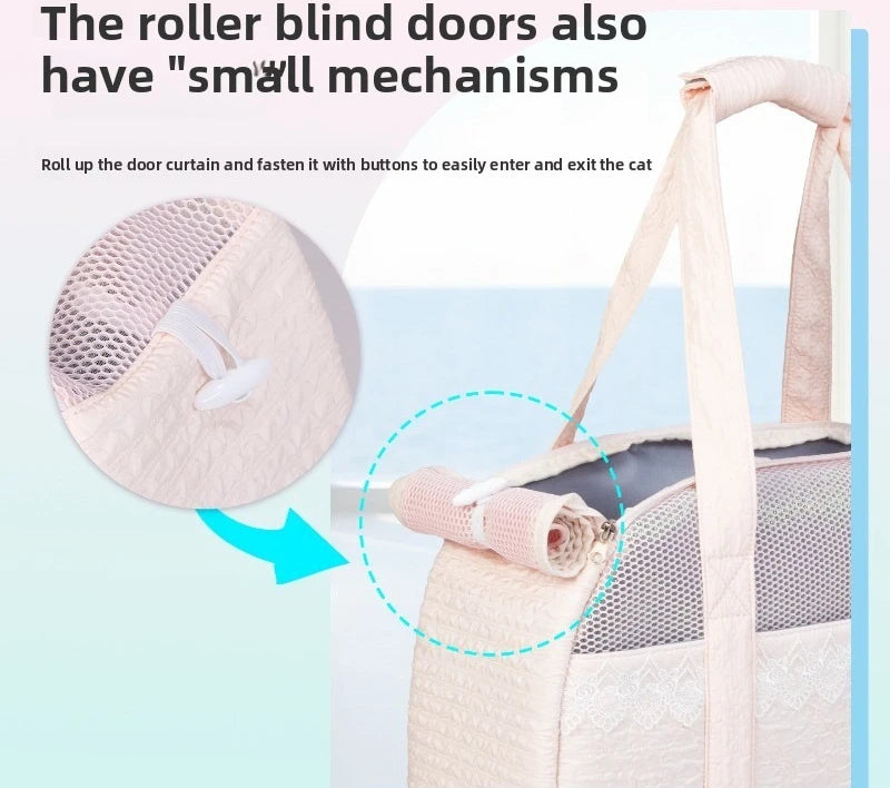 Pink Lace Cat Carrier Pet Backpack Breathable Small Dog Bag Shoulder Handheld Outing Pet Seat Carrier Pack Puppies Breathable