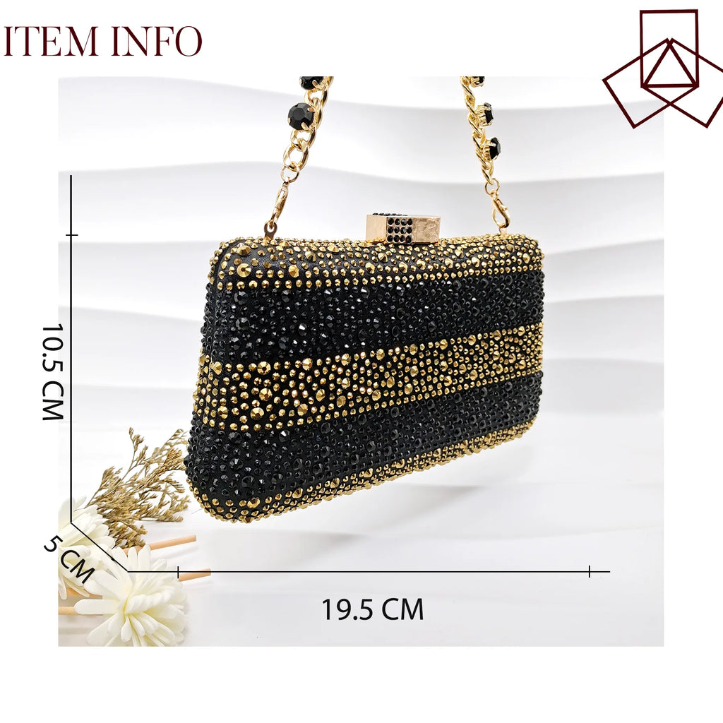Black and Gold Italian Shoes and Bag Set