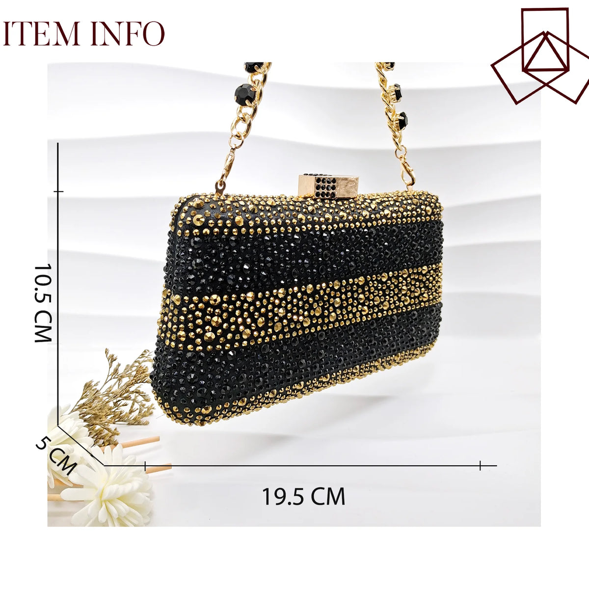 Black and Gold Italian Shoes and Bag Set
