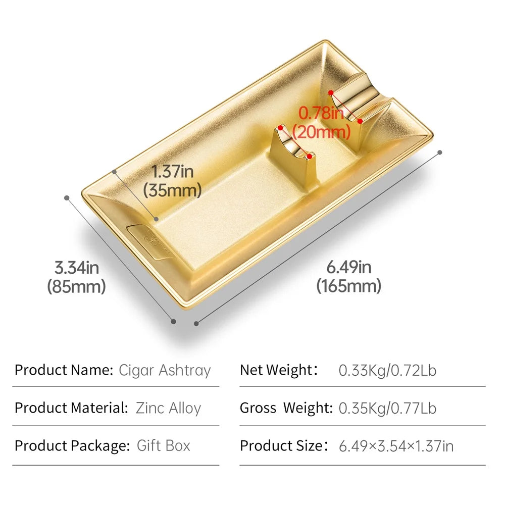 Cigar Ashtray Luxury Retro Large Caliber Holder Ash Tray Cigarette Tobacco Home Office Decoration Portable Single Slot CKA-1001