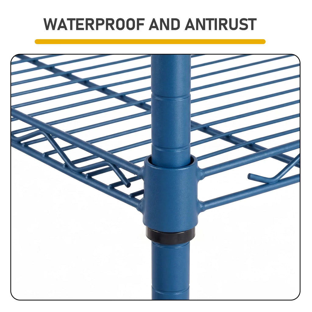 5-Tier Blue Metal Wire Storage Shelving Unit