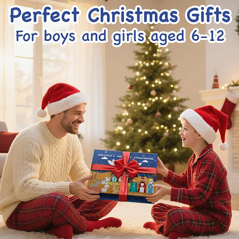 Christmas Advent Calendar Building Blocks Blind Box 24 Day Countdown DIY Child's Children Christmas Train Tree Statue Scene Gift