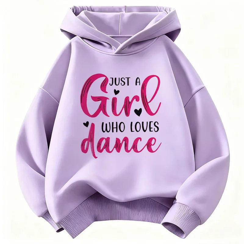 Y2k Just A Girl Who Love Dance Letter Printed HoodieChildren's Sweatshirt Hoody Girls Autumn Winter Casual Hoodies