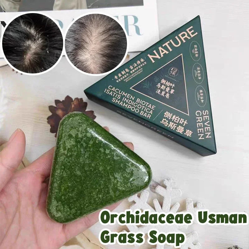 120g Seven Green Platycladi Usman Grass Handmade Shampoo Soap