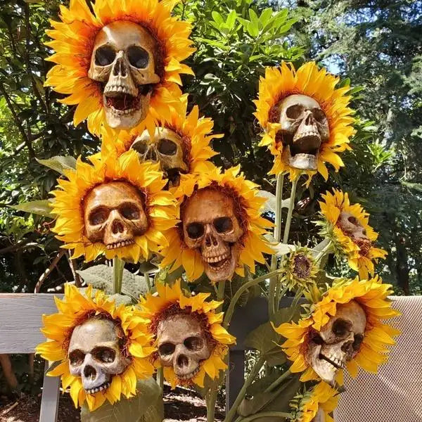 Creepy Skull Sunflower Flowers Skull Festival Art Craft Garden