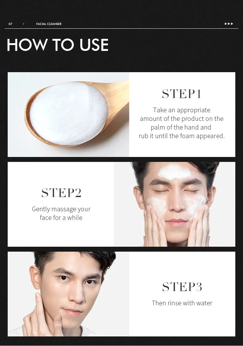 LAIKOU Men Facial Cleanser Face Wash Moisturizing Man Skin Care Oil Control Blackhead Remove Scrub Cosmetics Deep Norishing 50g