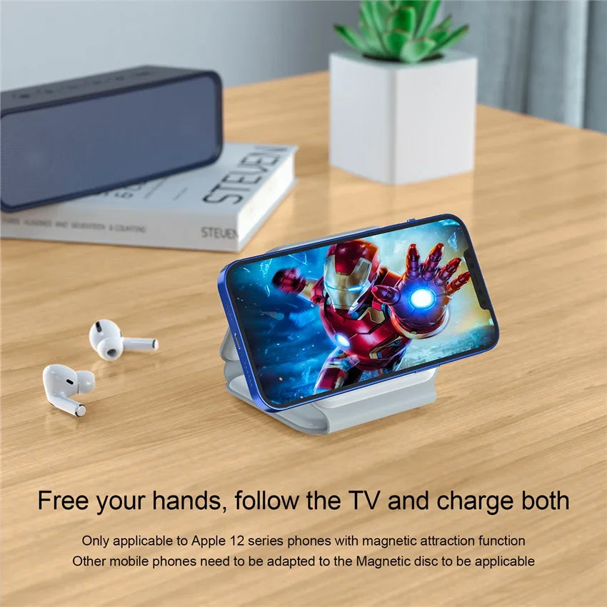 3 in 1 Wireless Charging Station for Apple MagSafe Charger, Foldable Magnetic Travel Charger for iPhone Apple Watch AirPods Pro