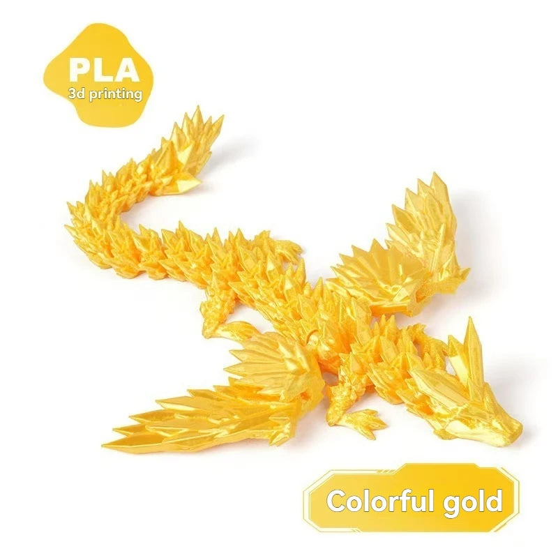 3D Printed Dragon Colorful Gem Dragon Figurines Movable Joint Rotatable Articulated Dragon Crafts Desktop Western Action Figure