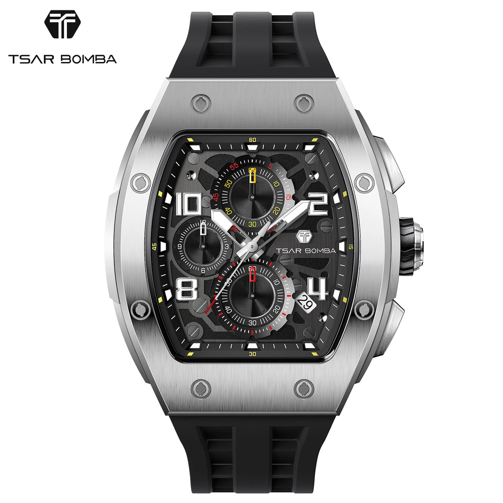 TSAR BOMBA TB8224Q Men's Rose Gold Tone Tonneau Quartz