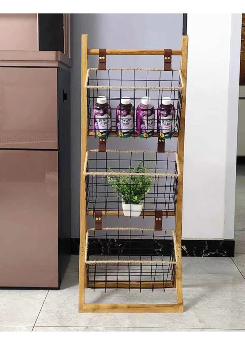 Home Floor Simple Storage Rack Household Living Room Kitchen Multi-functional Storage Shelves Metal Storage Shelves Snack Toys