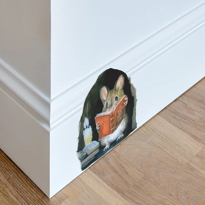 3pcs Realistic Mouse Hole Wall Stickers for Corner Stairs Funny Home Decor Pvc Vinyl Opaque Wallpaper for Living Room Decoration