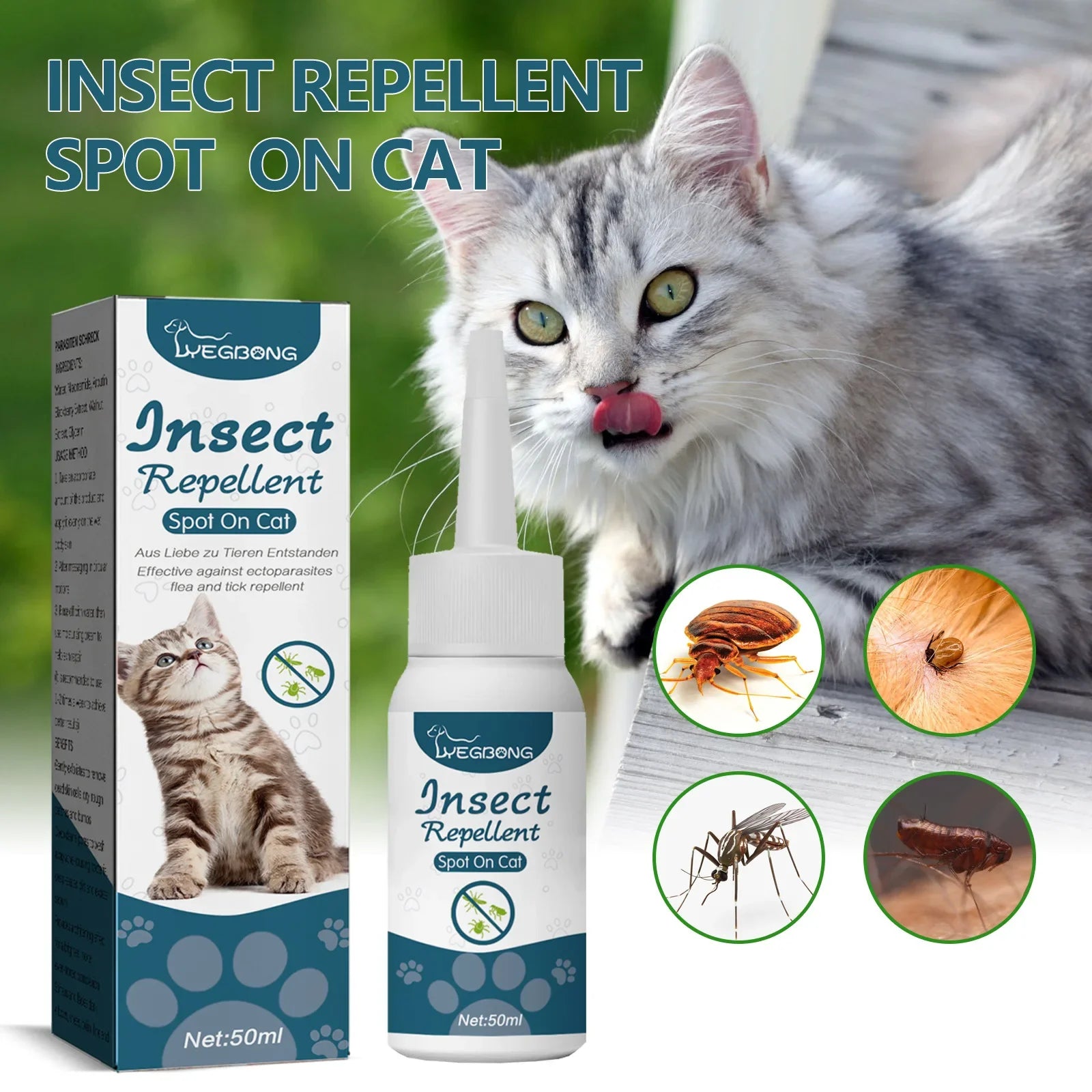 Pet Fleas Killer Drops Lice Mite Removal  Insect Repellent for Cats and Dogs, Skin Cleaning in Vitro Pet Anti Tick Drops Agent