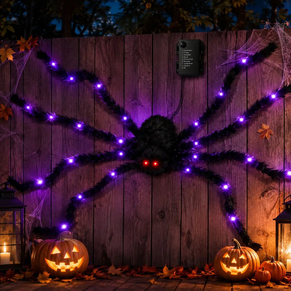 Giant Light-Up Halloween Spider Decor