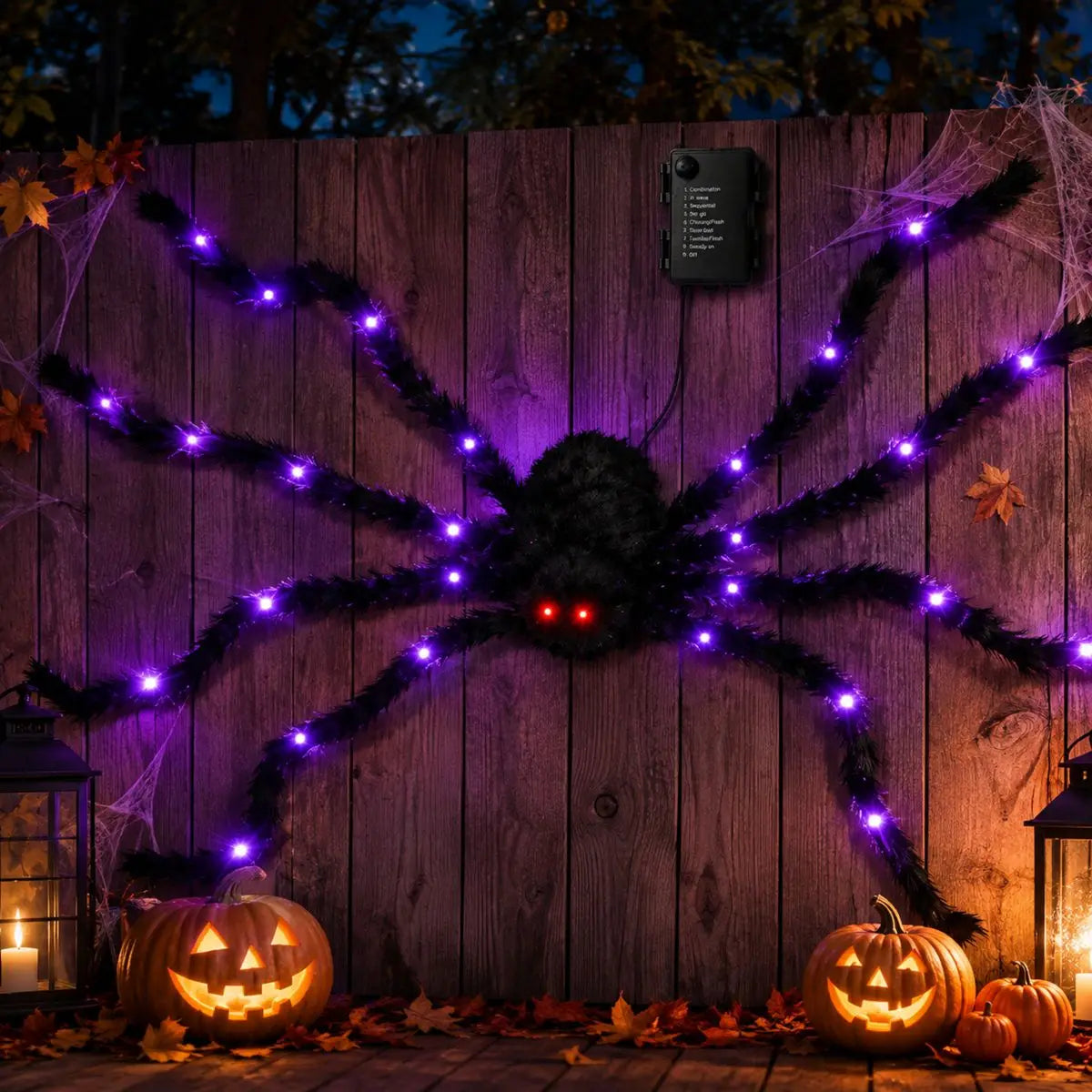Giant Light-Up Halloween Spider Decor