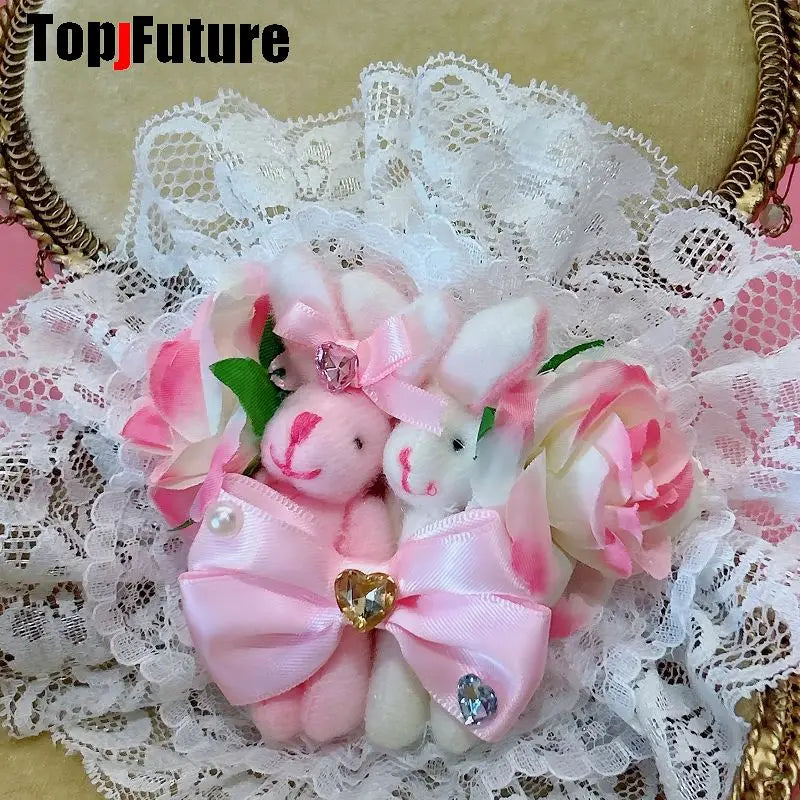 Handmade Women Mars Style Gal Series Y2K Rabbit Gradient Flower