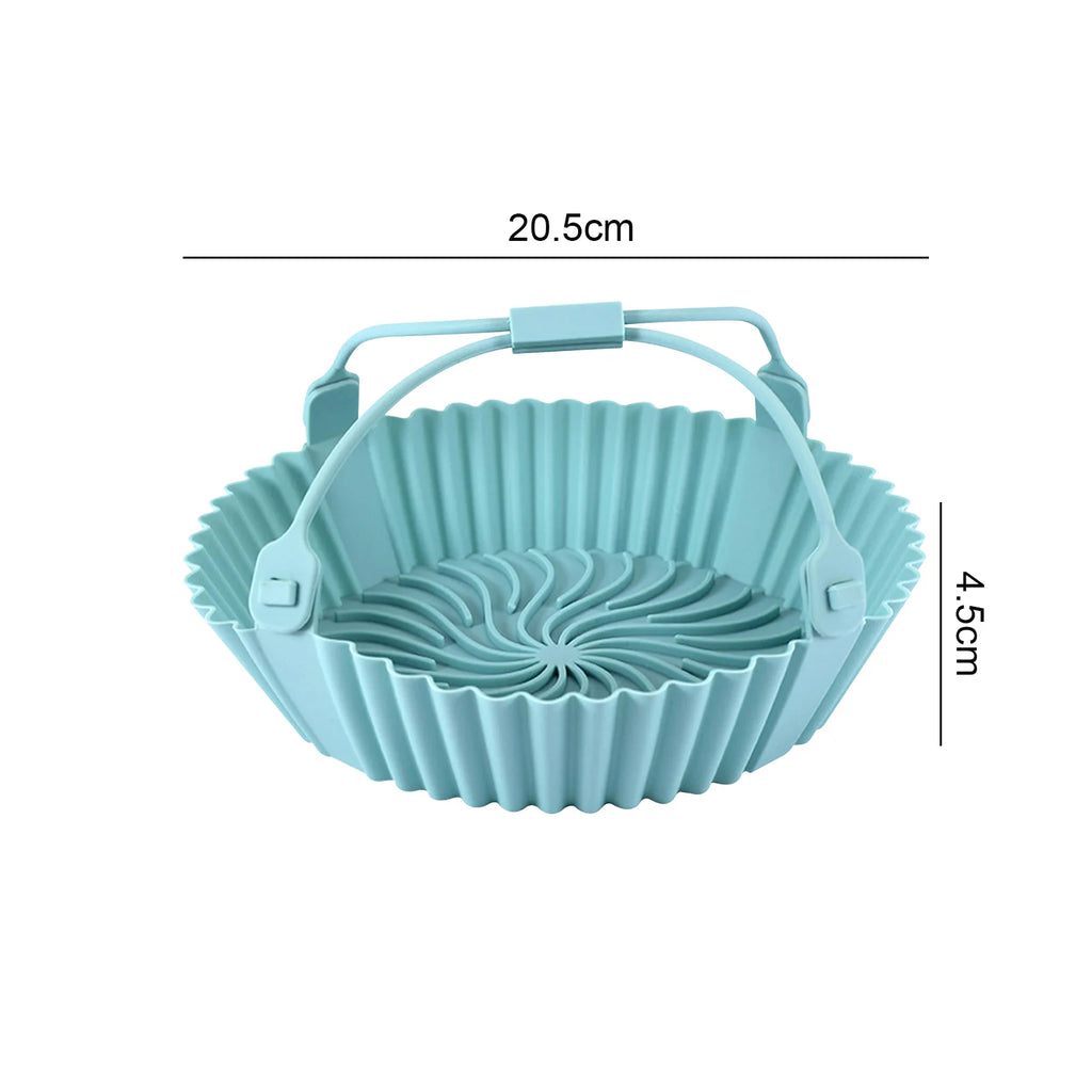 Reusable Air Fryer Baking Tray Silicone Airfryer Liner Oven Mat with Handle Basket Pizza Fried Chicken Grill Pan Mat For Kitchen