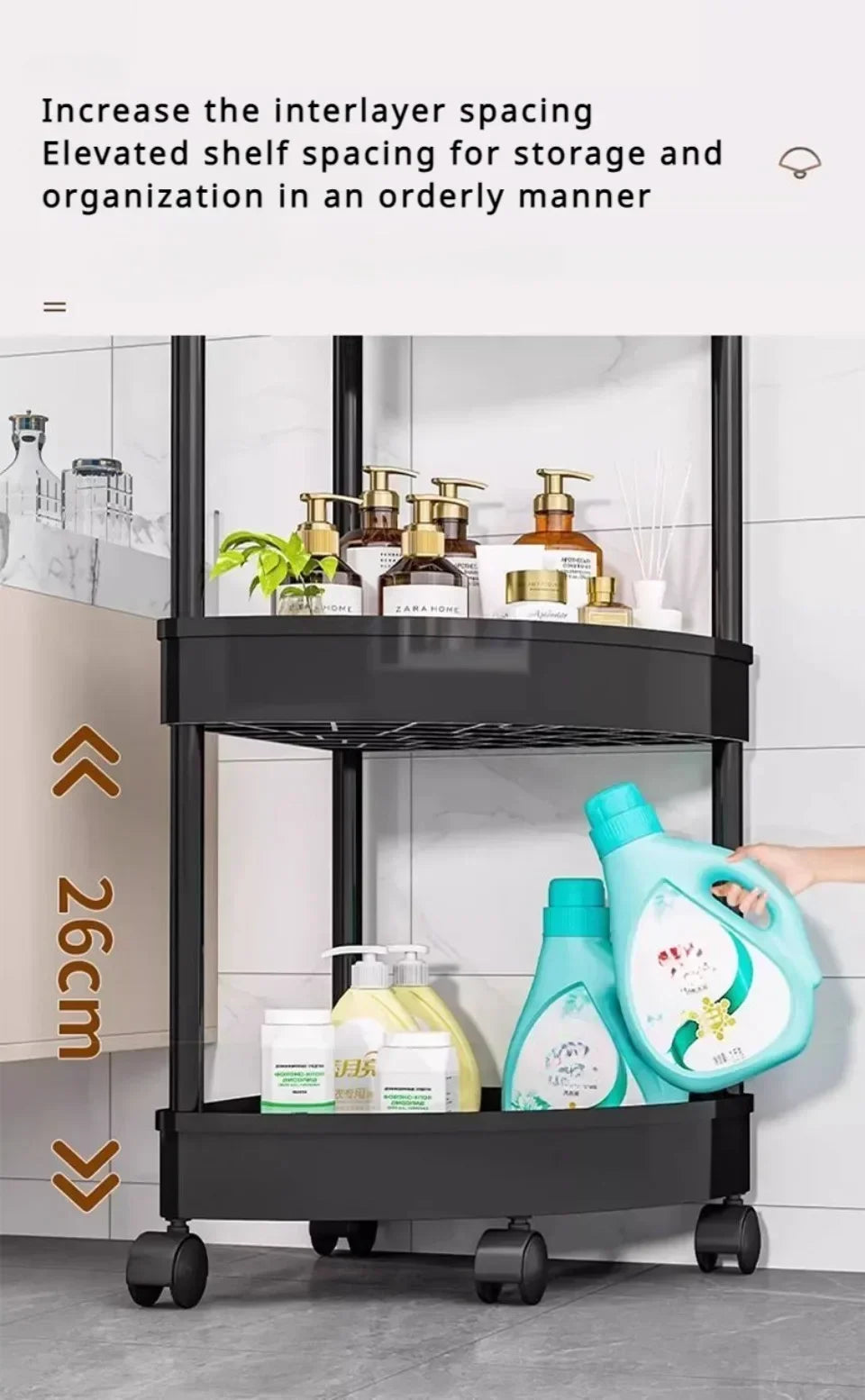 Rolling Cart Storage Rack 2/3/4 Tier Gap Storage Shelf Movable Bathroom Triangle Storage Rack Floor-standing Corner Shelf