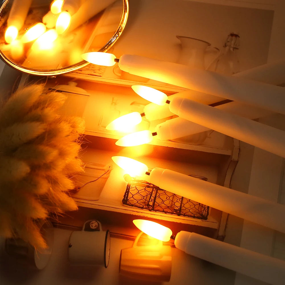 LED Flameless Taper Candles 6.5/11" Battery Operated Fake Flickering Candlesticks Electric Long Candles for Wedding Home Decor