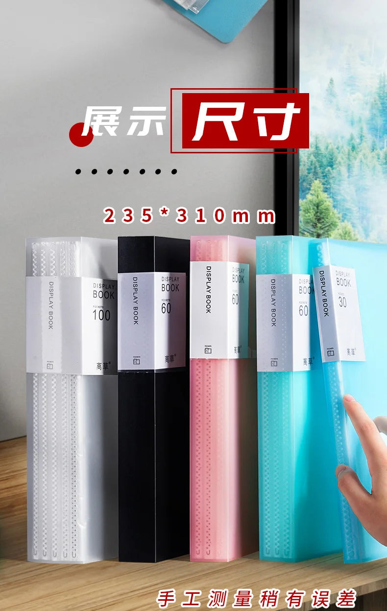 1PC A4 Plastic Budget Binder File Folders Documents Booklet Leaflet 30/60/100 Pages Office Student Supplies Desk Organizer