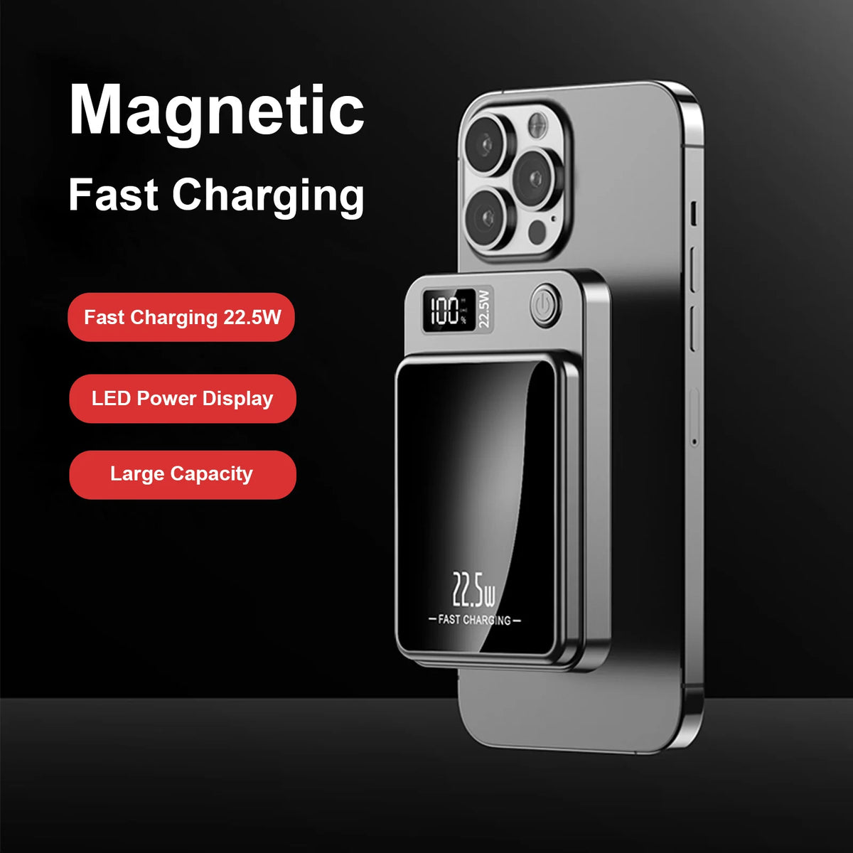 2-in-1 Wireless Magnetic Power Bank Fast Charging Portable PD