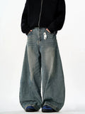 Men's Washed Vintage Baggy Jeans Y2K Street Fashion Simple Basic