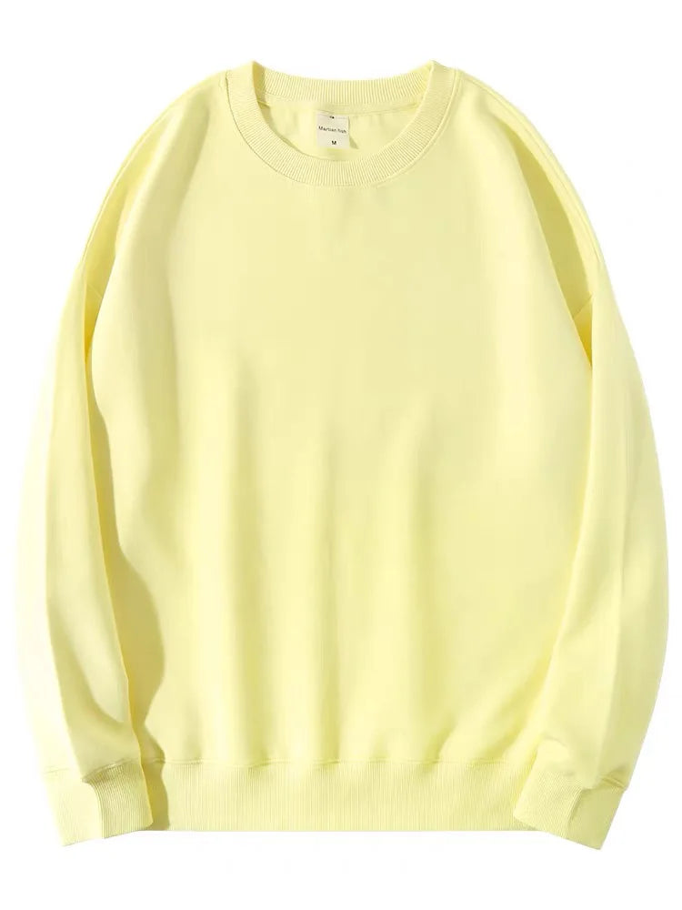 Streamgirl Cotton Basic Sweatshirt Women Oversized Yellow Pullovers Loose Casual Tops Spring Colorful Sweatshirts Women Pink