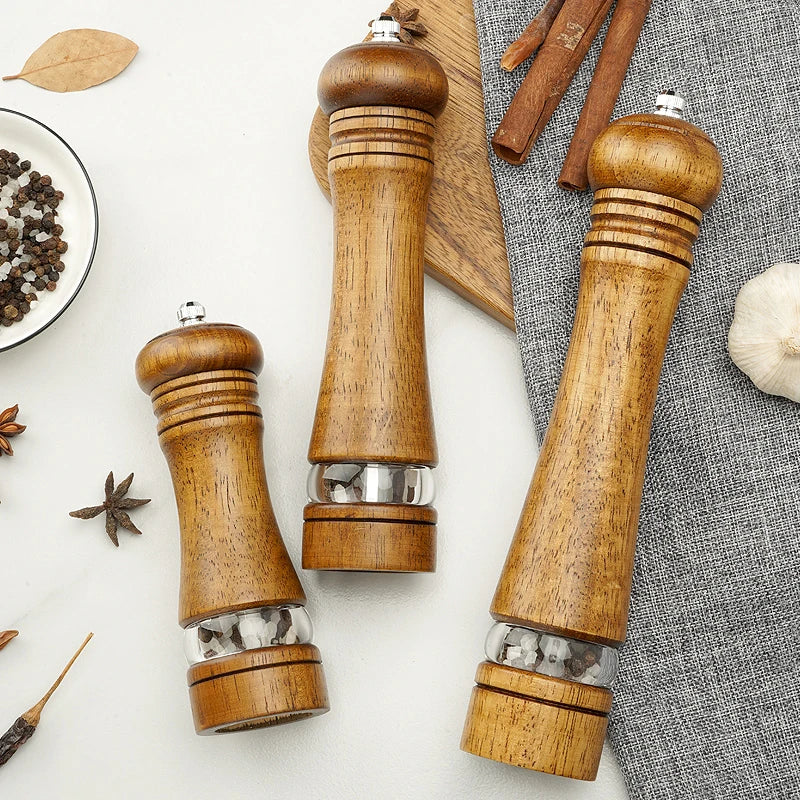 4"6"8"10" Manual Pepper Mills Salt And Pepper Grinder With Adjustable Ceramic Spice Wood Pepper Grinder Handheld Herb Seasoning