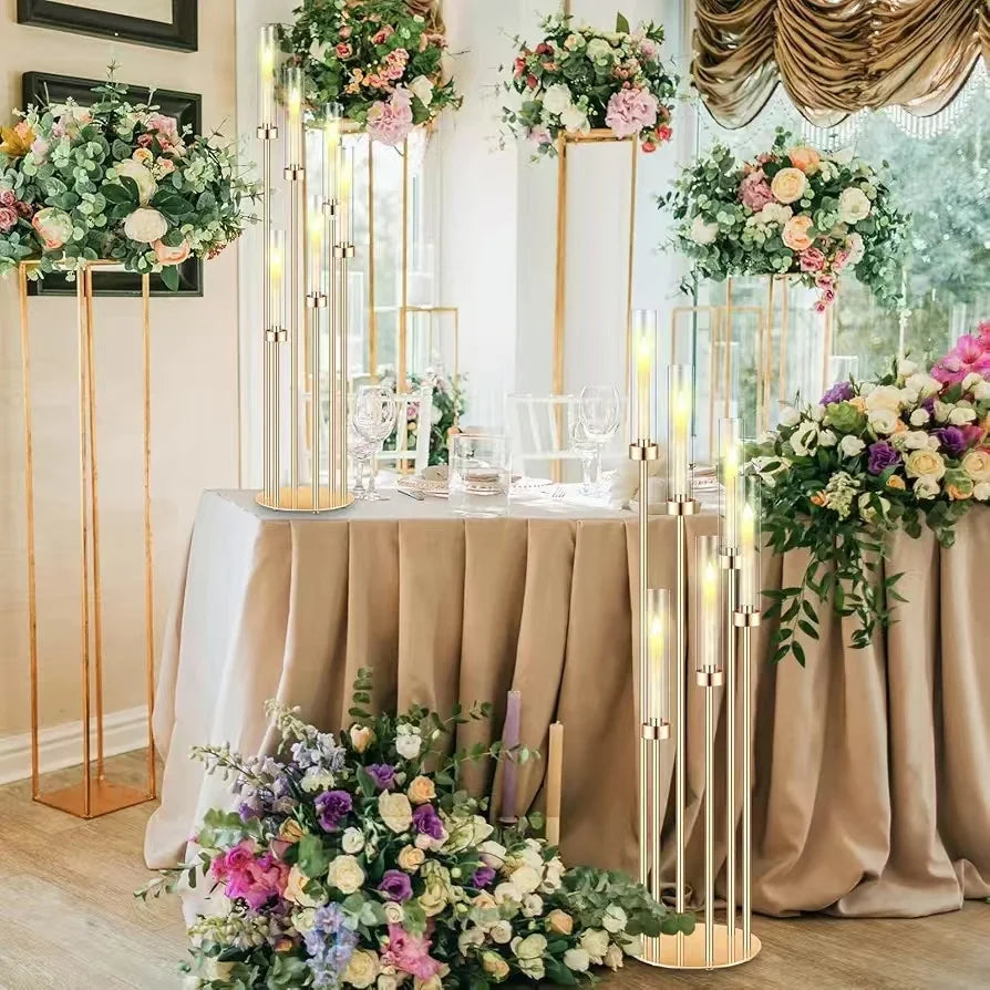 46"Tall Metal Floor Candlestick Holder with 24 PCS LED