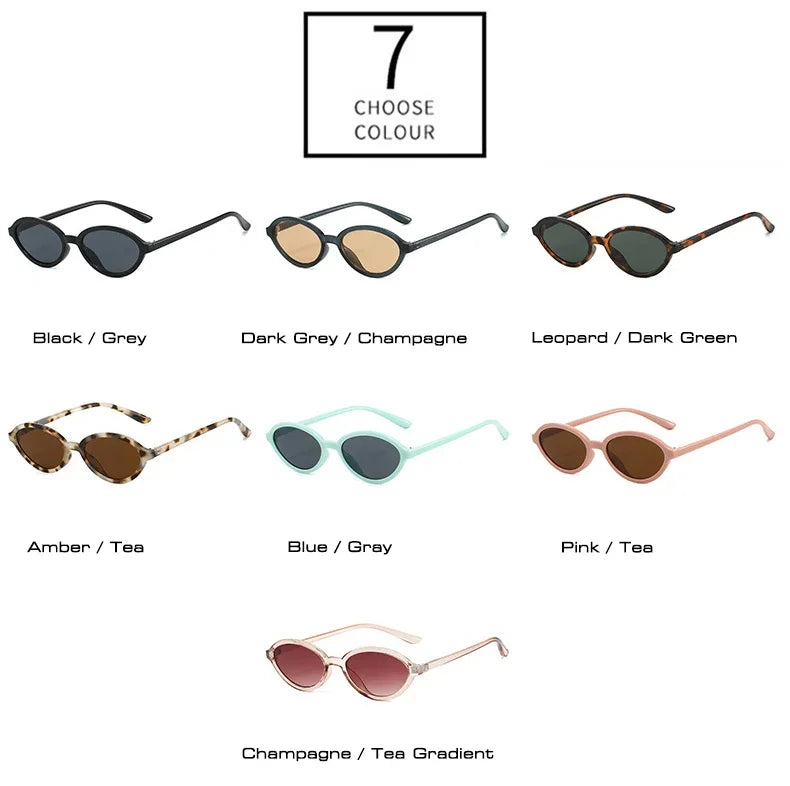 JNPCXI Fashion Small Oval Sunglasses Women Retro Punk Gradient Green Black Shades UV400