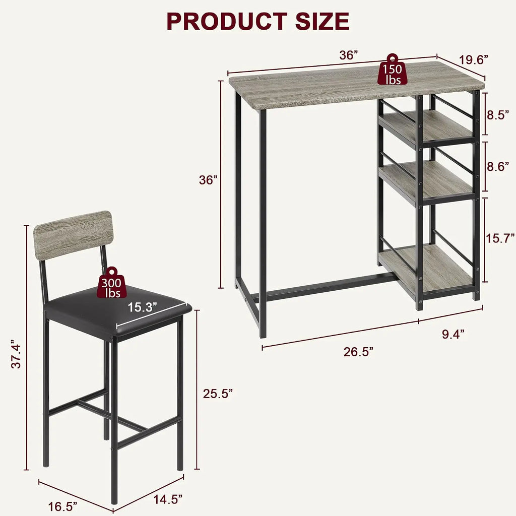 Garvee Folding Dining Table Set Kitchen Table w/Storage Shelves