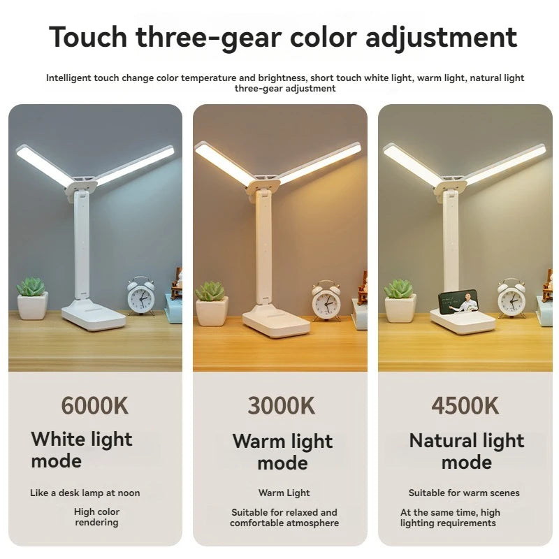 LED Desk Lamp USB Rechargeable Table Lamp 3 Levels