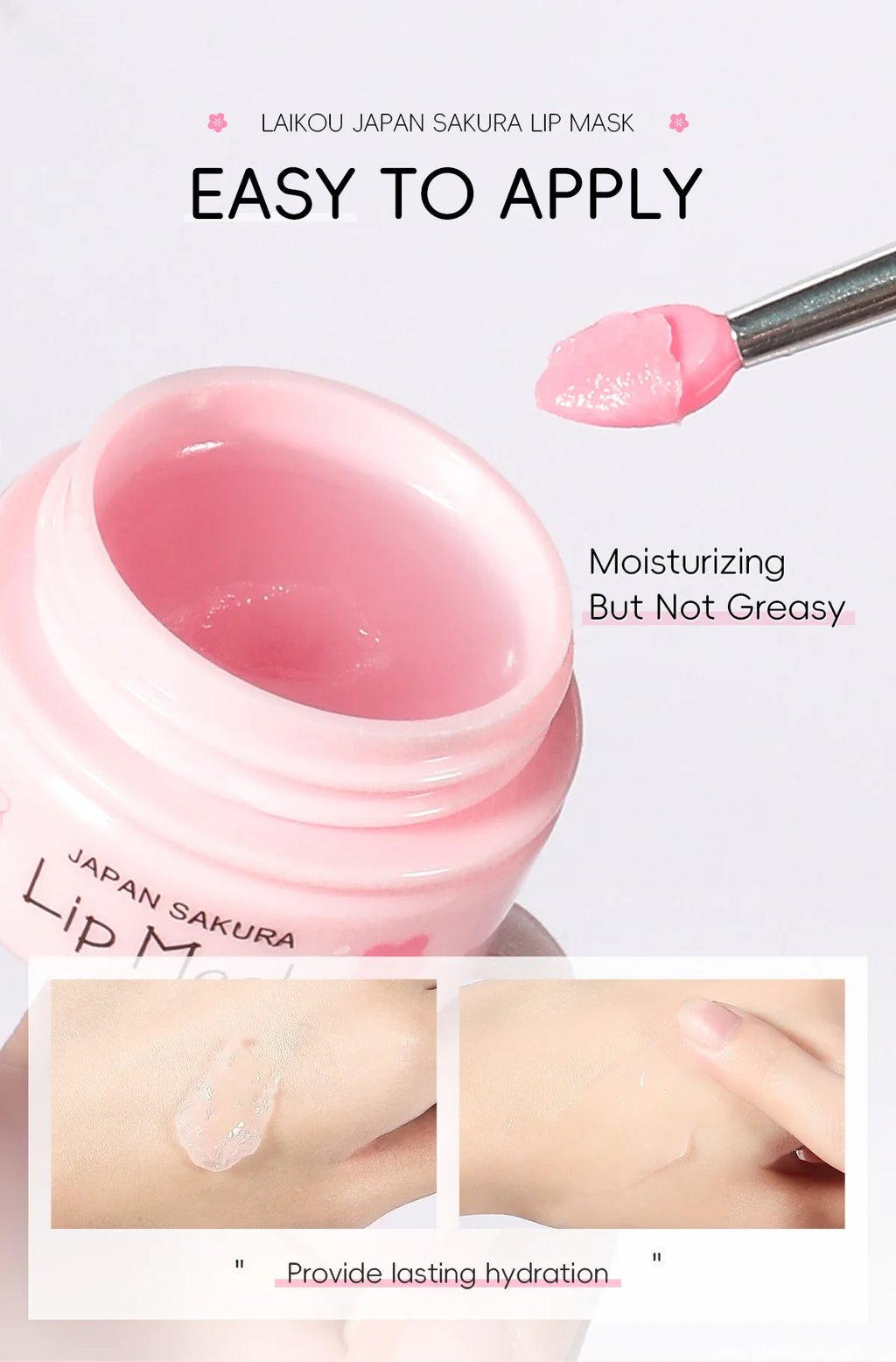 8g LAIKOU Sakura Lip Sleeping Mask Hydrating Moisture Nutriousing Wrinkle Smoothing Dryness Lip Mask Korean Cosmetics Skin Care