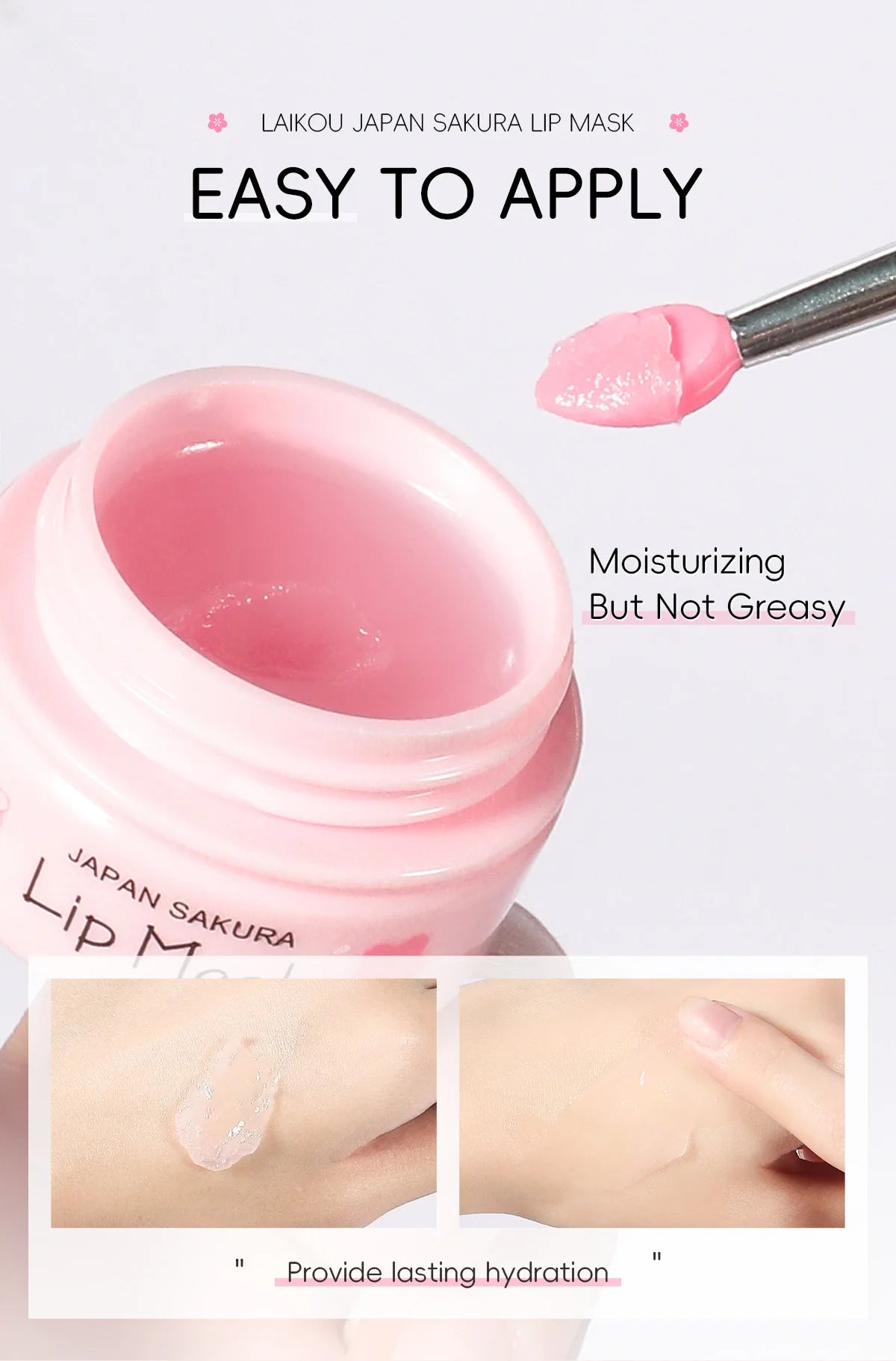 8g LAIKOU Sakura Lip Sleeping Mask Hydrating Moisture Nutriousing Wrinkle Smoothing Dryness Lip Mask Korean Cosmetics Skin Care