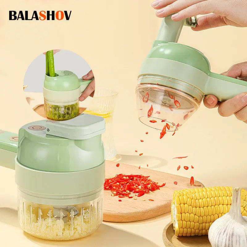 4In1 Electric Vegetable Cutter Set Handheld Wireless Electric Garlic