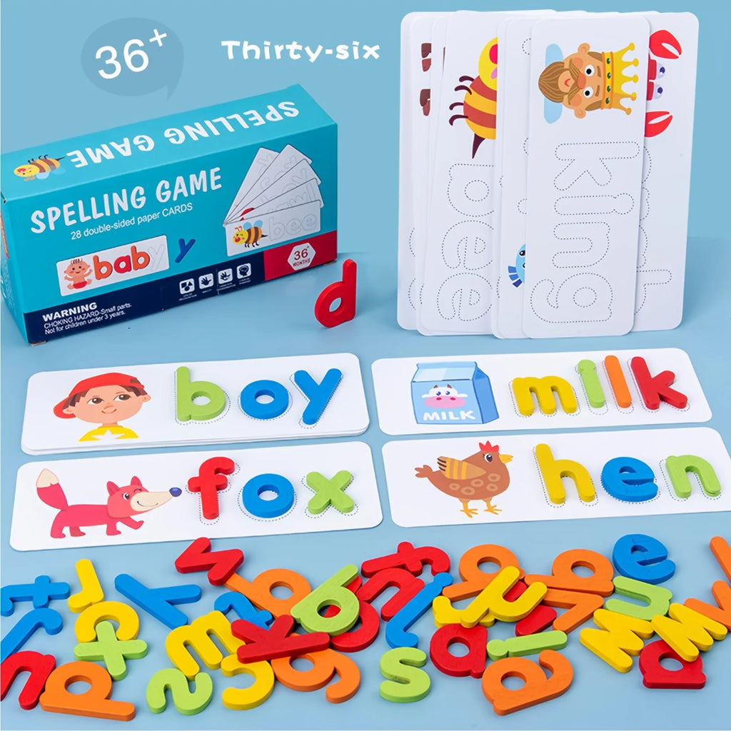 Montessori Alphabet Spelling Word Wooden Math Toys Kids Educational