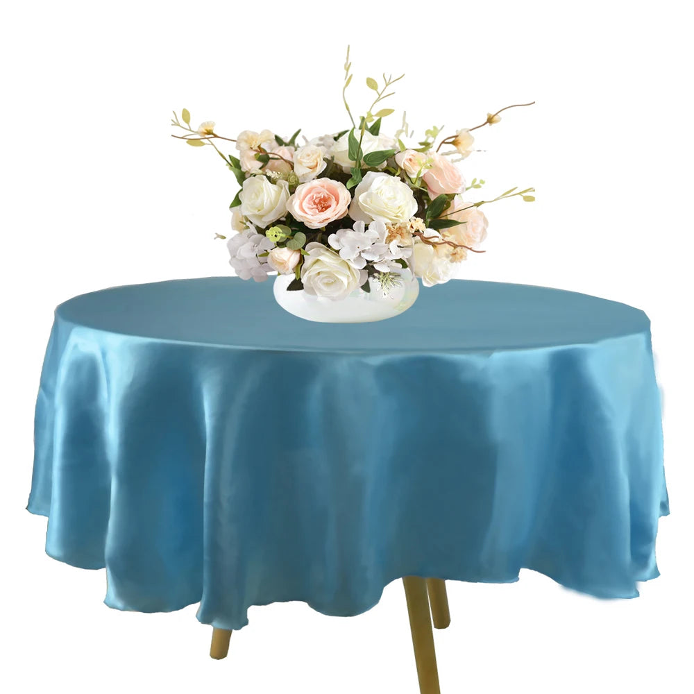 Round 108" Satin Tablecloth For Wedding Christmas Baby Shower Birthday Party Decoration Restaurant Coffee/Dining Table Cover