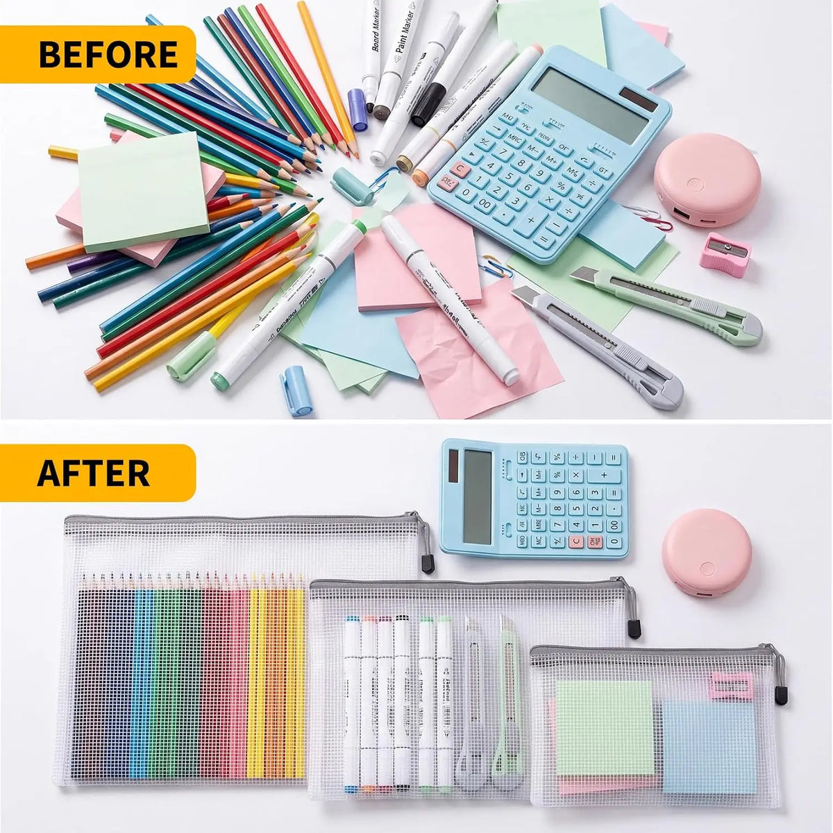 56-Pack Waterproof Mesh Zipper Pouches