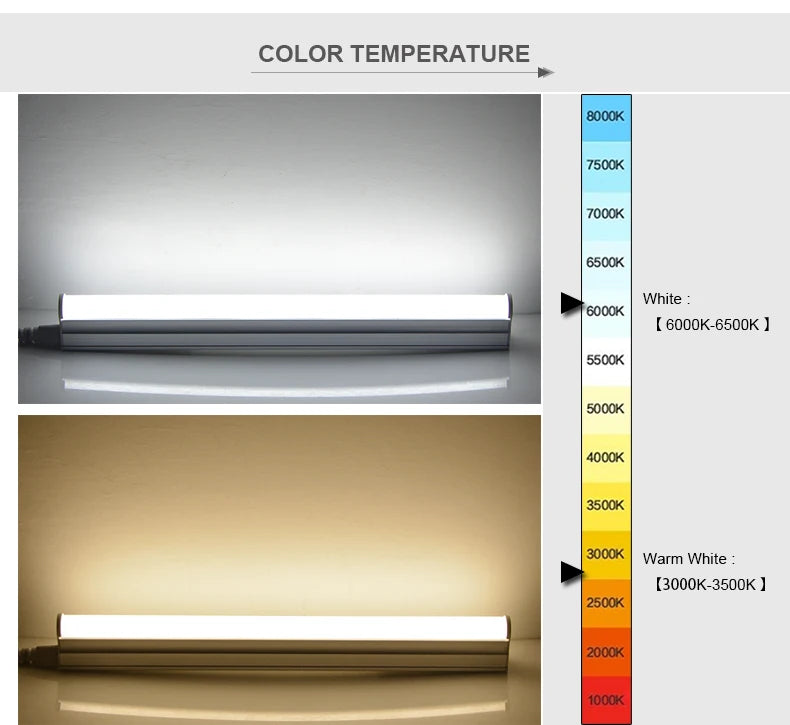 Aluminum LED Light Bar 220V 110V T5/T8 LED Tube 6W 8W LED Fluorescent Tube For Indoor Kitchen Lighting LED Lamp Bulb Wall Lamp