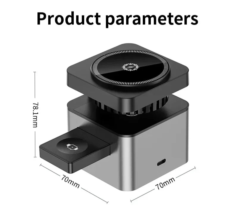 ice-Cooling For Magsafe Wireless Charger Station Stand For iPone 16~12 Pro Max/iWatch 10~2 SE/AirPods 4 Pro 3 in 1 Fast Charging