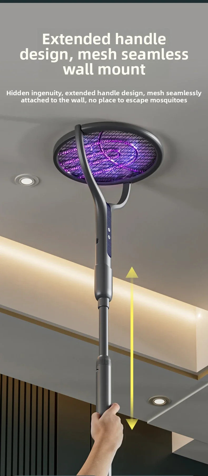 Rotating Head Electric Fly Swatter USB Rechargeable Mosquito Killer Multi Functional Electronic Flyswatter Trap Lamp for Flies