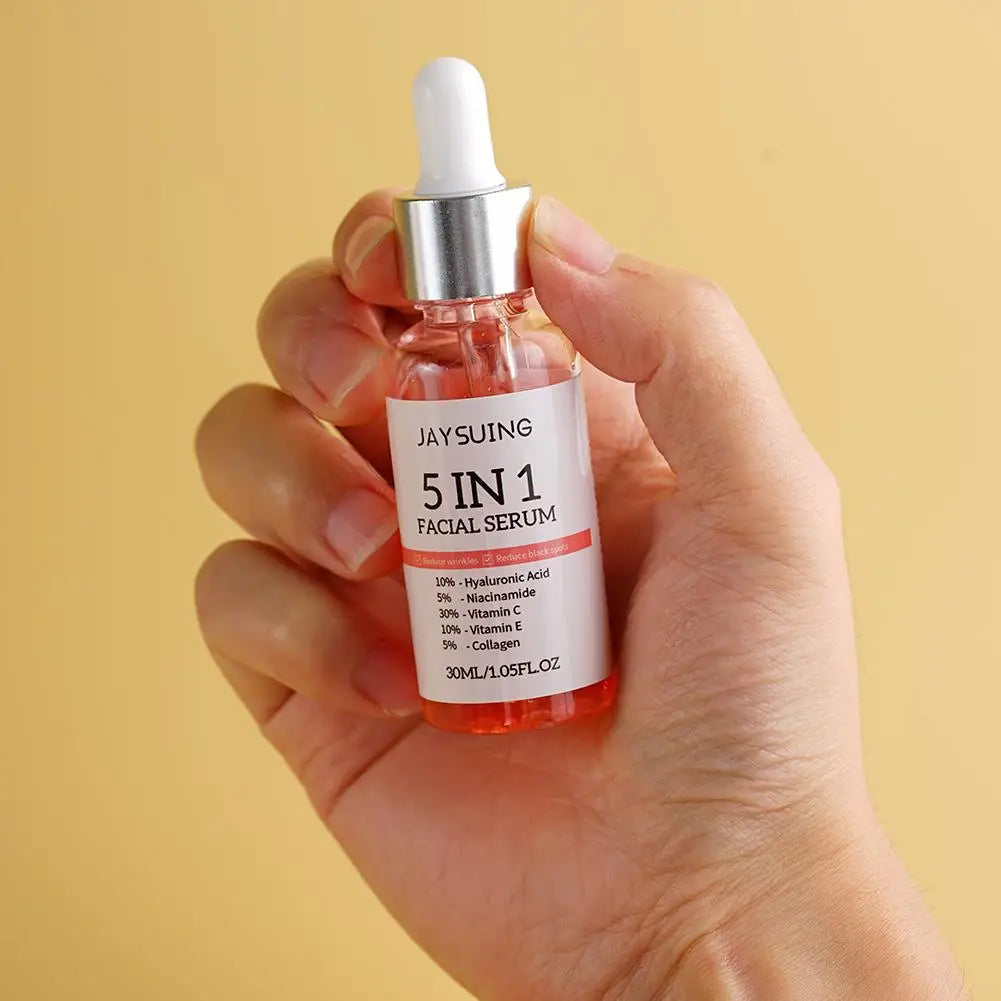 1/2/3pcs 30ml 5 In 1 Face Serum Moisturizing Vitamin C Hyaluronic Acid Facial Serum Shrink Pores Skin Care
