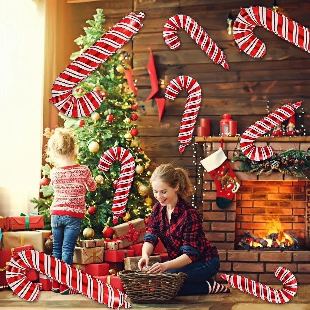 10-30pcs mini Christmas Candy Cane Foil Balloons Santa Claus Crutch Balloon Christmas New Year Party Decoration Xmas Home Decor