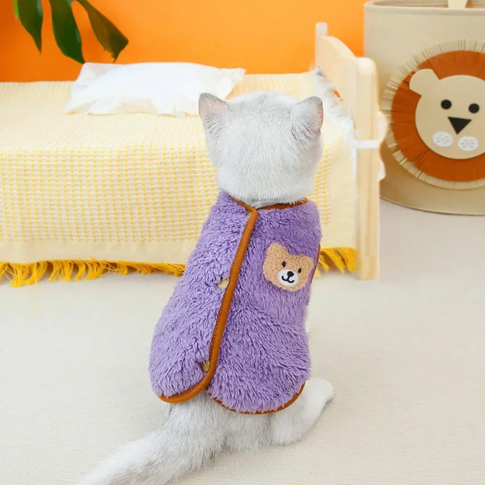 Luxury Pet Cat Costume Clothes for Cats Winter Kitten Sphynx Sweatshirt Puppy Fleece Vest Warm Jacket Coat Small Dogs Clothing
