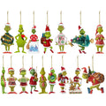 17pcs 2d Acrylic Christmas Tree Green Monsters Ornaments Cute