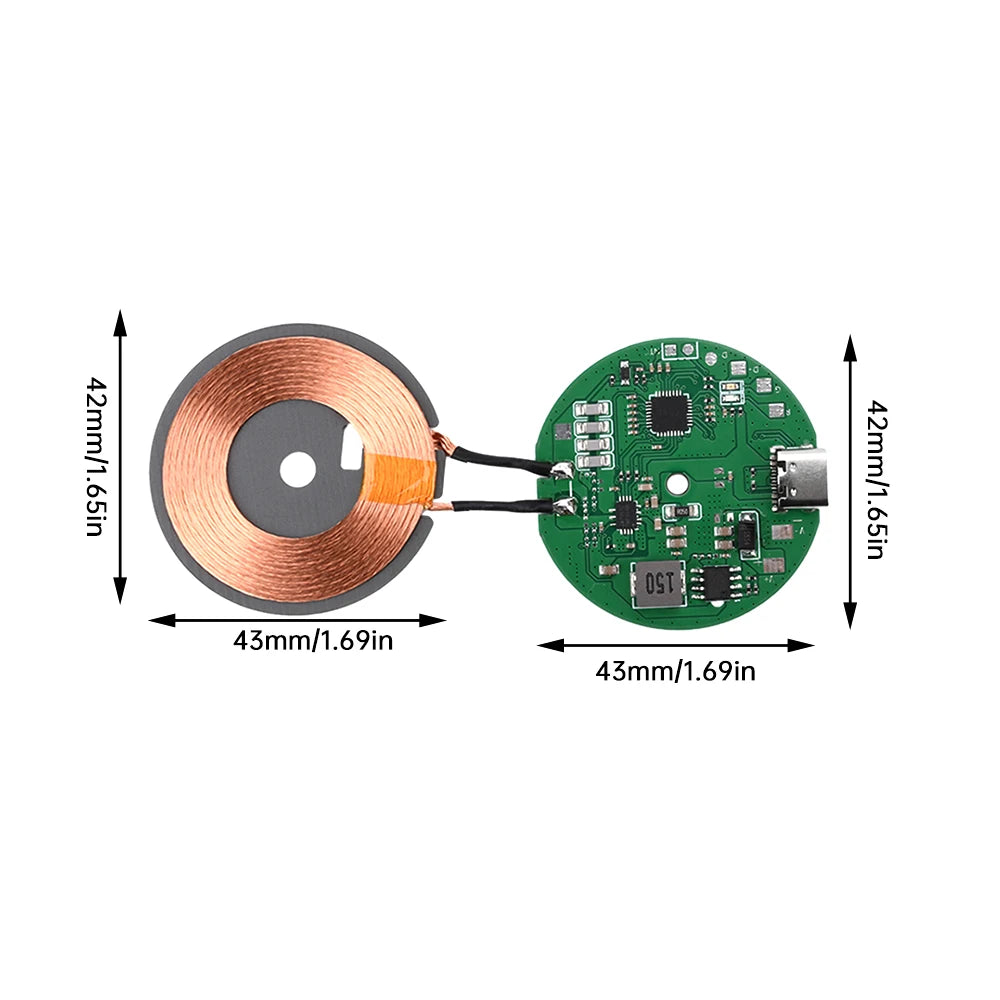 Type C DC 5-12V 20W High Power Wireless Charger Transmitter Module Fast Charging Circuit Board for Mobile Phone