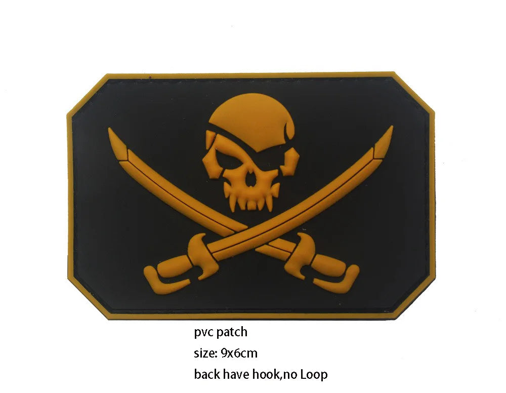 New Design Creative Pirate Captain Jack Soft PVC Armband Glow-in-the Dark Skull Tactical Morale Backpack Patches for Clothing